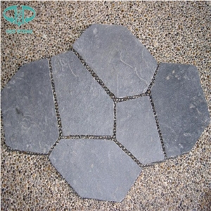 Black Slate Random Flagstones,Irregular Flagstones,Flagstone Patio,Walkway Pavers,Driveway,Black Slate Panels Tiles for Wall Cladding,Flooring Tiles,Outdoor Wall Tiles,Paving Stone