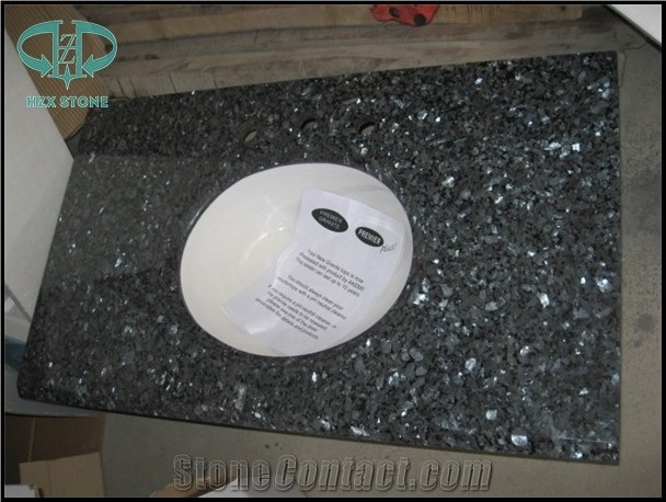 Blue Pearl Granite Vanity Top, Pearl Blue Granite Bath Tops