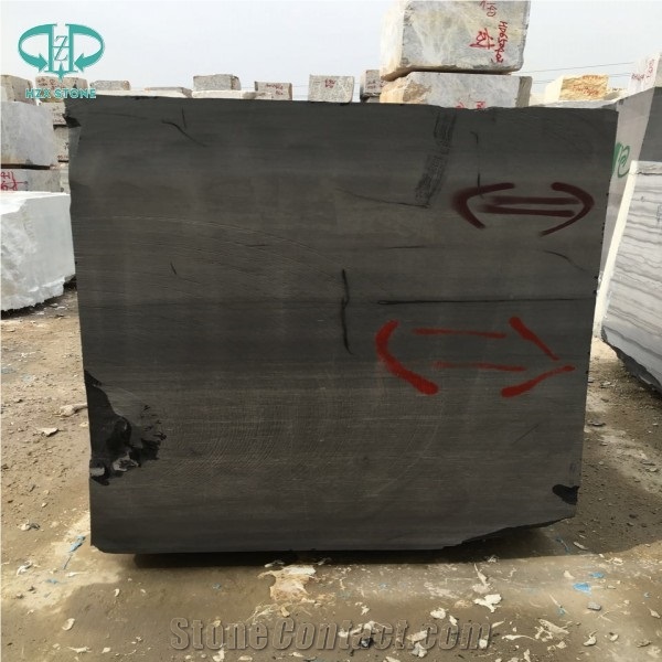 China Black Jade Marble Sawn Cut Blocks, Pure Black Marble Block