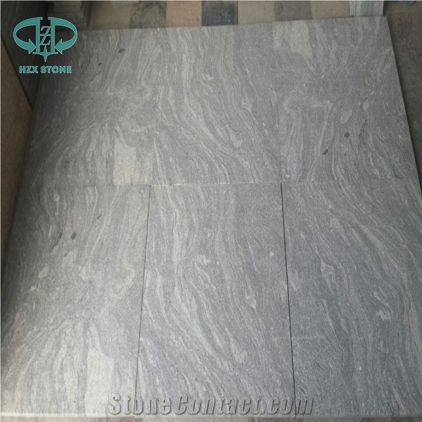 Cross Cut Granite Slab, Nero Santiago Granite, Grey Landscape Granite, Landscape Grey Granite, New Negro Santiago Granite, G302 Grey Granite Slabs & Tiles