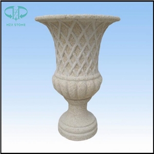 G603 Granite Carving Flower Pots Landscaping Stone / Sesame Grey Granite Exterior Planters