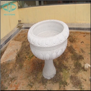 G603 Granite Carving Flower Pots Landscaping Stone / Sesame Grey Granite Exterior Planters