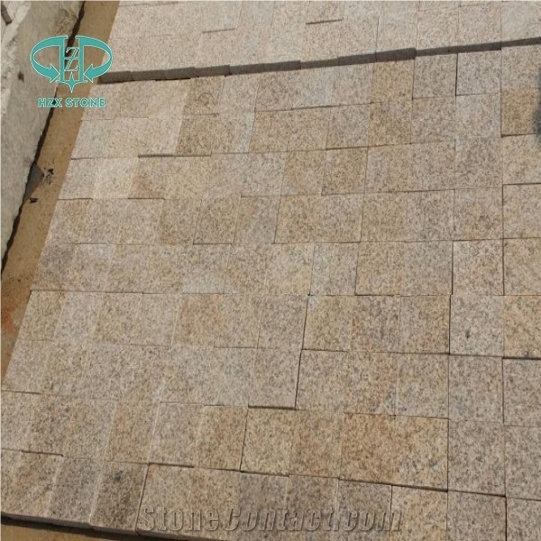 G682 Yellow Beige Granite Flamed Bushhamered Paving Stone Patio Walkway Driving Terrace Pavers/Floor/Rusty Yellow/Sunset Gold Stone