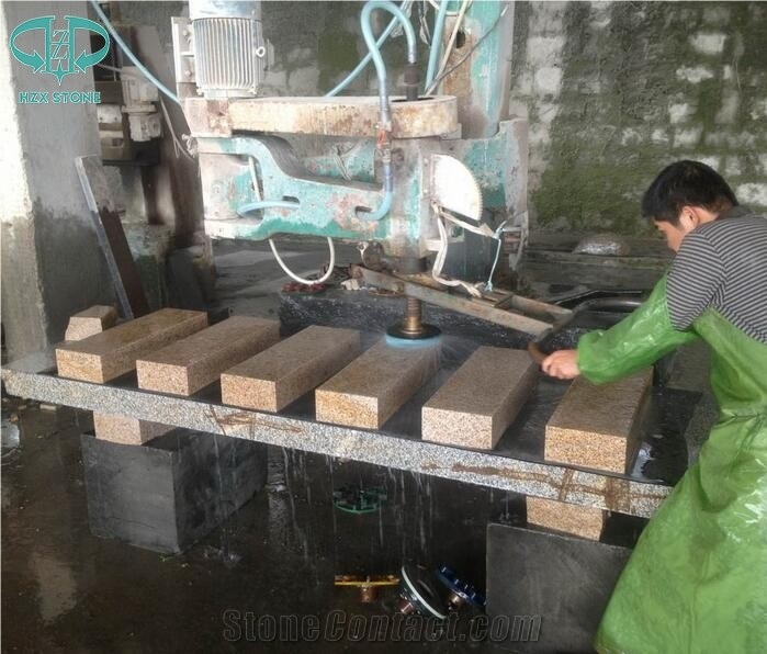 G682 Yellow Granite Cobble Stone Paving Sets Granite Cube Stone Paving Stone Driveway Walkway Patio Garden Landscape Pavers
