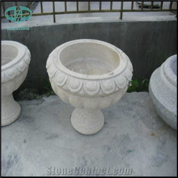Granite Flower Planter, G603 Grey Granite Flower Pot