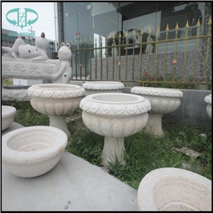 Granite Flower Planter, G603 Grey Granite Flower Pot
