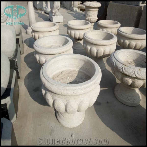 Granite Flower Planter, G603 Grey Granite Flower Pot