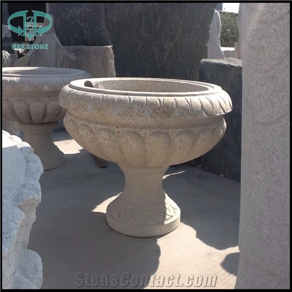 Granite Flower Planter, G603 Grey Granite Flower Pot