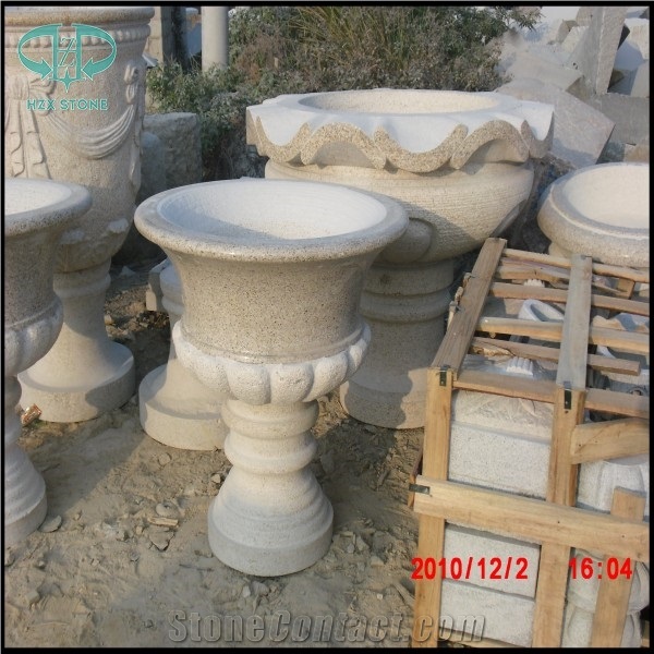 Granite Flower Pots Stand Planter Box, White Granite Flower Pots