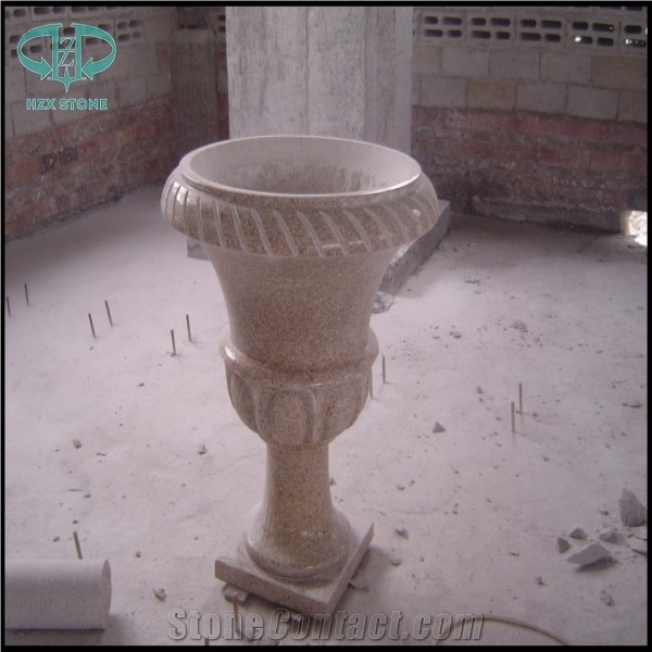 Granite Flower Pots Stand Planter Box, White Granite Flower Pots