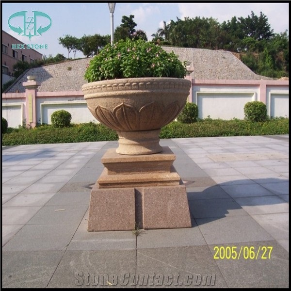 Granite Garden Flower Pot 03, G682 Yellow Granite Landscaping Planters