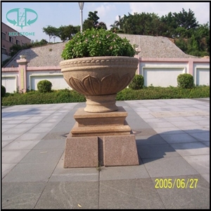 Granite Garden Flower Pot 03, G682 Yellow Granite Landscaping Planters