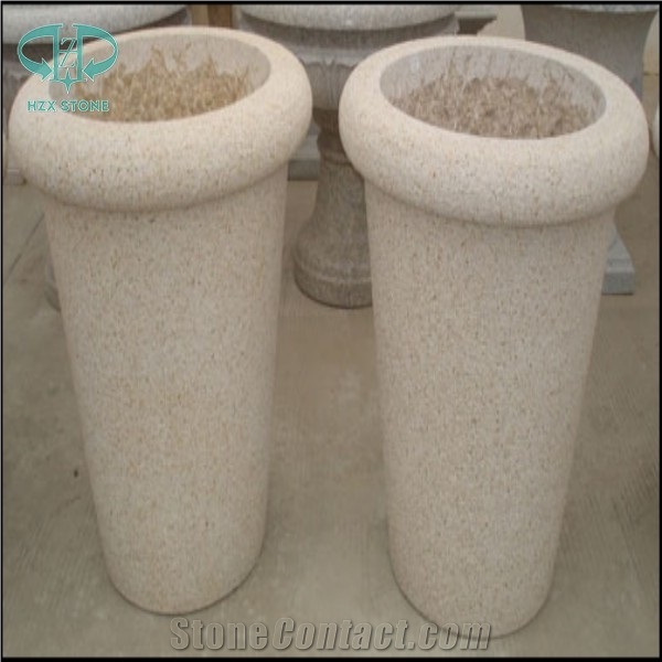 Granite Garden Flower Pot 03, G682 Yellow Granite Landscaping Planters