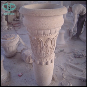 Granite Garden Flower Pot 03, G682 Yellow Granite Landscaping Planters