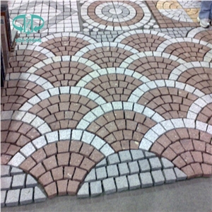 Putian Red Porphery Paving/Cobble,Fan Shape Cube