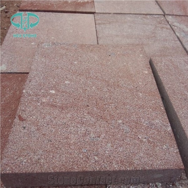 Putian Red Porphery Paving/Cobble,Fan Shape Cube