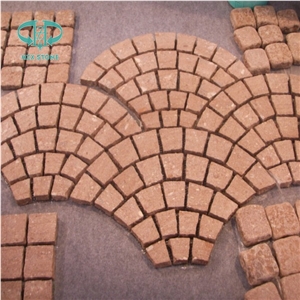 Putian Red Porphery Paving/Cobble,Fan Shape Cube
