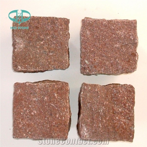 Putian Red Porphery Paving/Cobble,Fan Shape Cube