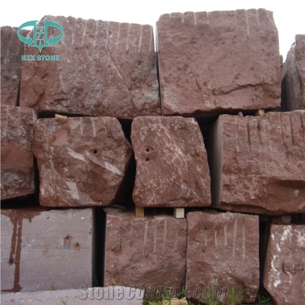 Putian Red Porphery Paving/Cobble,Fan Shape Cube