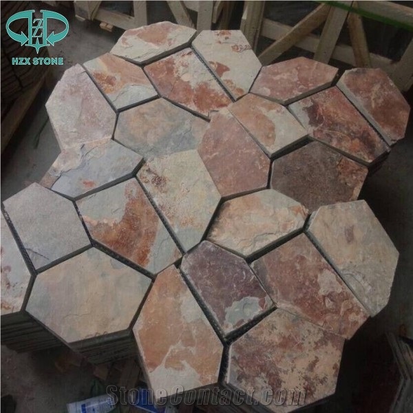 Rusty Slate Random Flagstones,Irregular Flagstones,Flagstone for Patio,Walkway Pavers,Driveway,Wall Cladding,Roofing Tiles,Flooring Tiles,Outdoor Wall Tiles,Paving Stone,Landscaping Flagstone