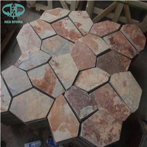 Rusty Slate Random Flagstones,Irregular Flagstones,Flagstone for Patio,Walkway Pavers,Driveway,Wall Cladding,Roofing Tiles,Flooring Tiles,Outdoor Wall Tiles,Paving Stone,Landscaping Flagstone