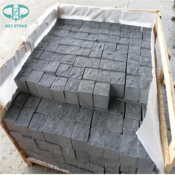 Zp Black Basalt Paver, Zhangpu Black Basalt Cleft Natural Split Cube Stone/ Zp Black Basalt Cobble Stone