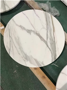 Calacatta White Marble Round Table Top,Polished White Mable Coffee & Tea Round Table Top