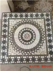 China Colorful Slate Square and Circle,Slate Floor Mosaic Medallion Pattern Flooring