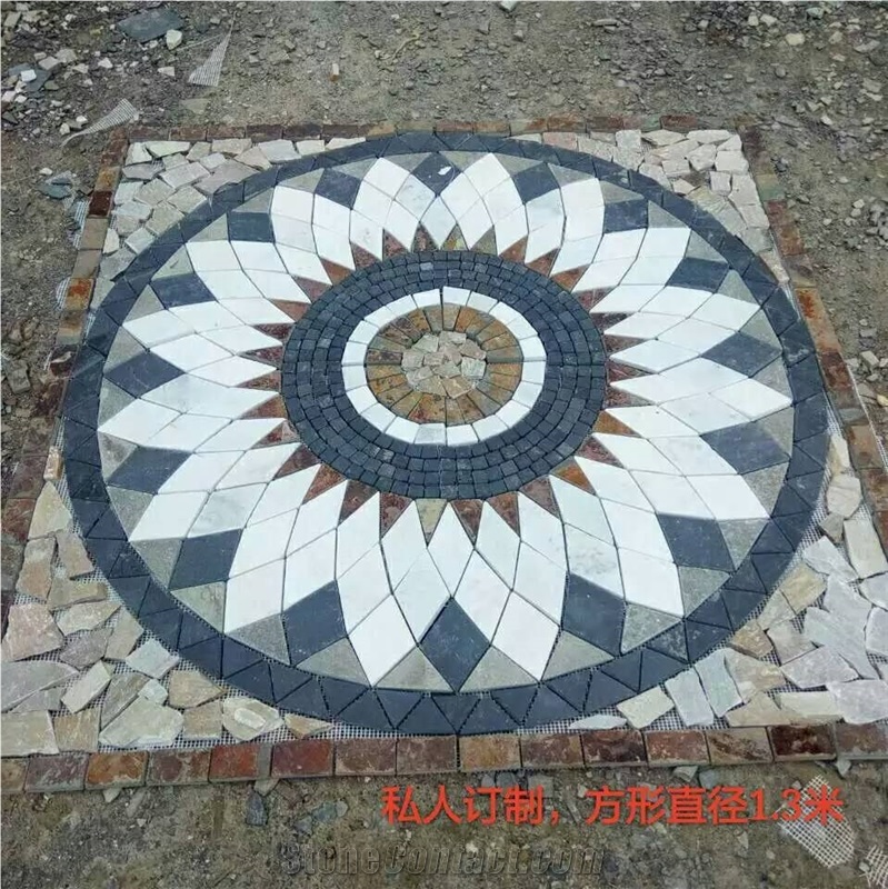 Slate Medallion Pattern ,China Colorful Slate Square and Circle Floor Medallion