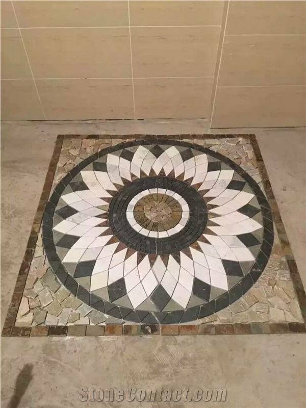 Slate Medallion Pattern ,China Colorful Slate Square and Circle Floor Medallion