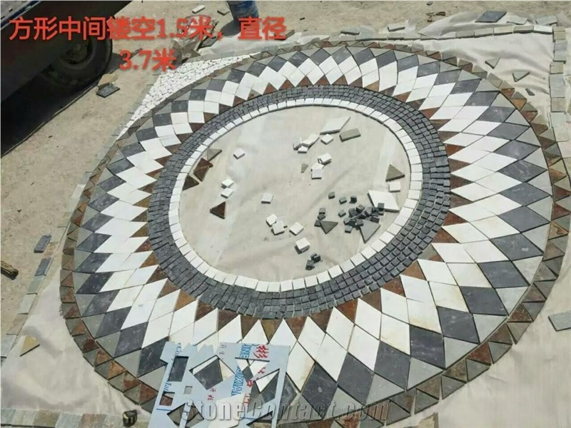 Slate Medallion Pattern ,China Colorful Slate Square and Circle Floor Medallion