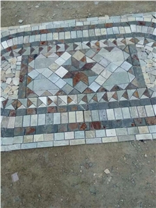 Slate Medallion Pattern ,China Colorful Slate Square and Circle Floor Medallion
