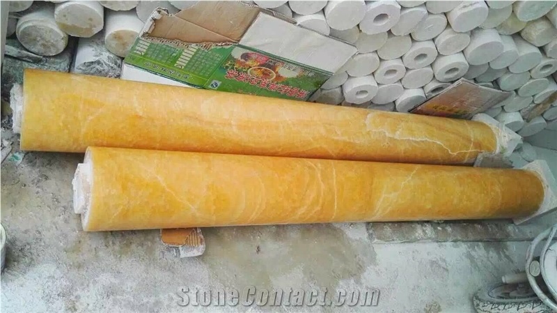 Yellow Limestone Manmade Stone Columns for Outdoor