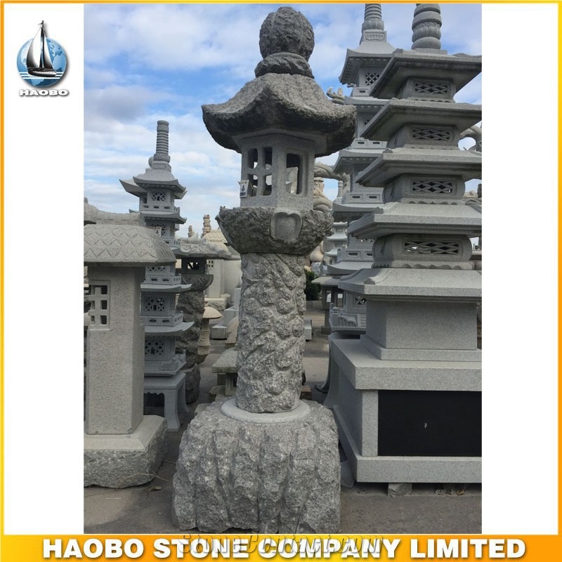 Hot Sale Grey Granite Japanese Stone Lantern for Garden Decoration