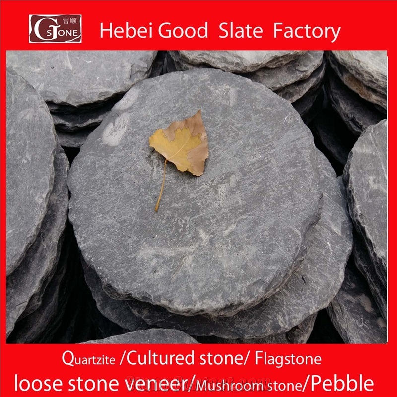 Tumbled Black Slate Stepping Stone, Black Slate Flagstone
