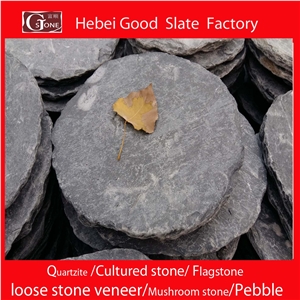 Tumbled Black Slate Stepping Stone, Black Slate Flagstone