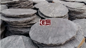 Tumbled Black Slate Stepping Stone, Black Slate Flagstone