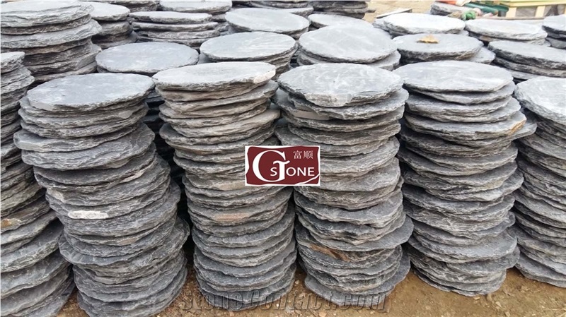 Tumbled Black Slate Stepping Stone, Black Slate Flagstone