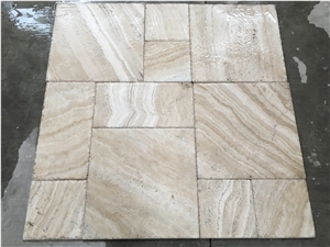Light Picasso Travertine Pattern Set from Turkey, Romane Crema Travertine Tiles, Tuscany Ivory Onyx Travertine Slabs Turkey