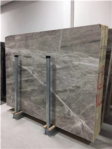 Smokey Grey Line Marble Slab, Grey Marble Tile Turkey