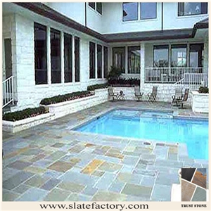 Anti-Slip Stone Pool Coping, Golden Beige Color Pool Pavers, Hanging Rebated Bullnose Pool Coping Paving