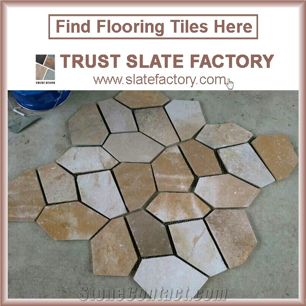 Autumn Quartzite Patio Paving Stones, Yellow Quartzite Natural Stone Floor Flagstone, Beige Quartzite Flagstone Walkway Pavers