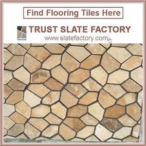 Desert Quartzite Natural Stone Flagstone, Golden Quartzite Pavers, Beige Stone Random Flagstone for Walls