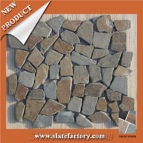 Golden Flat Pebbles for Mosaics,Himalaya Pebble Mosaic Patterns,Yellow Pebble Mosaic Supplies