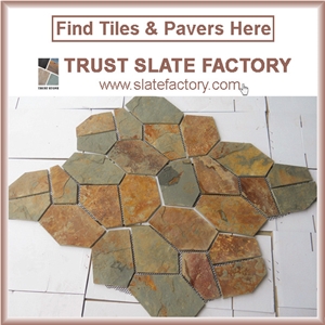 Rust Quartzite Flooring, Himalaya Quartzite Random Flagstone Paver, Sunshine Quartzite Capping Stone