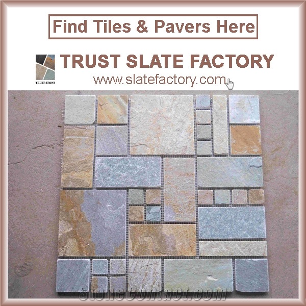 Yellow Mosaic with Stones, Himalaya Mosaic Stones Crafts, Beige Sheet Mosaic Tiles