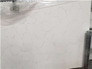 Carrara White Marble Like Artificial Quartz Slab for Kitchen Bathroom
