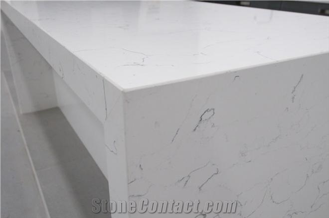 Carrara White Marble Like Artificial Quartz Slab for Kitchen Bathroom