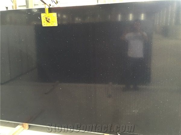 Galaxy Black Quartz Stone Slab Size 3000*1400mm and 3200*1600mm for Public Buildings Like Hotel,Restaurants,Banks,Hospitals,Exhibition Halls for Countertop Mainly Easy-To-Clean and Resistant to Stain