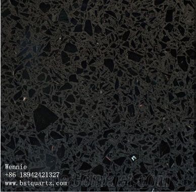Galaxy Black Quartz Stone Slab Size 3000*1400mm and 3200*1600mm for Public Buildings Like Hotel,Restaurants,Banks,Hospitals,Exhibition Halls for Countertop Mainly Easy-To-Clean and Resistant to Stain